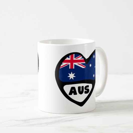 Australische landencode Vlag hart AUS Koffiemok (Voorkant rechts)