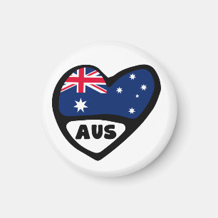 Australische landencode Vlag hart AUS Magneet
