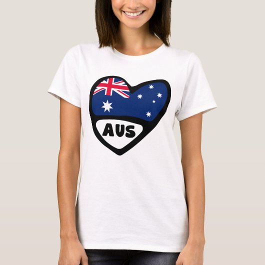 Australische landencode Vlag hart AUS T-shirt (Voorkant)