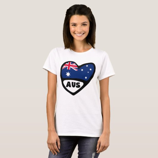 Australische landencode Vlag hart AUS T-shirt (Voorkant volledig)