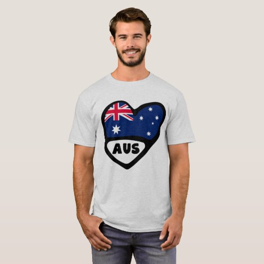 Australische landencode Vlag hart AUS T-shirt (Voorkant volledig)