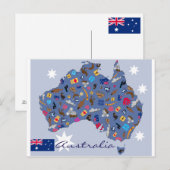 Australische landvorm met pictogrammen briefkaart (Voorkant / Achterkant)