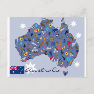 Australische landvorm met pictogrammen briefkaart