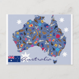 Australische landvorm met pictogrammen briefkaart