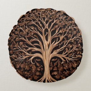 Australische lekkernijen: Waratah Tree Wood Print, Rond Kussen