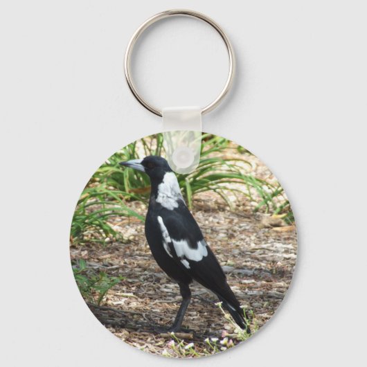 Australische Magpie Key Ring Sleutelhanger (Voorkant)