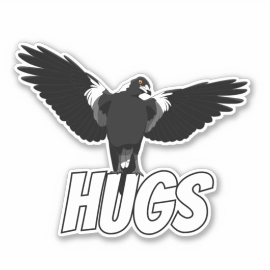 Australische magpie wil sticker voor knuffels (Voorkant)