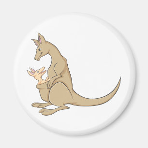 Australische Mama Kangoeroe en Baby Joey Magneet