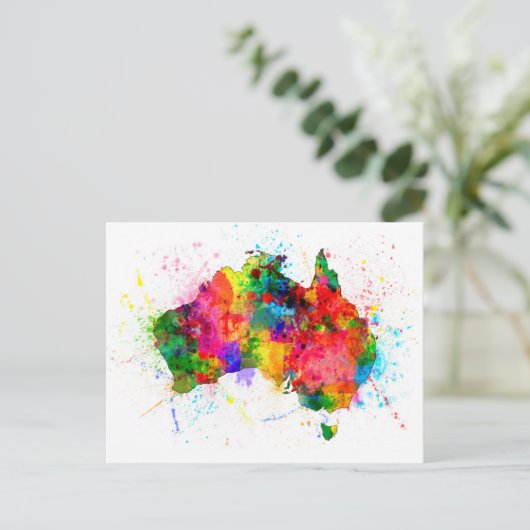 Australische map Verf Splashes Briefkaart (Staand voorkant)