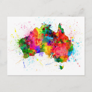 Australische map Verf Splashes Briefkaart