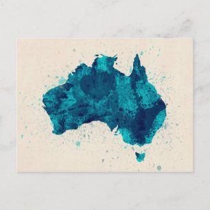 Australische map Verf Splashes Briefkaart