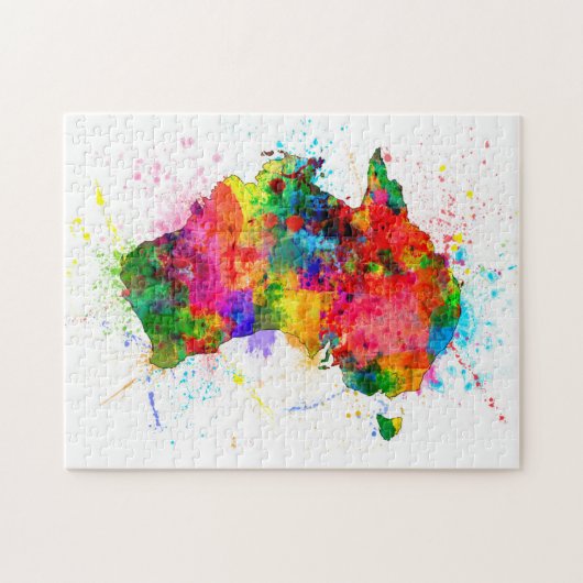 Australische map Verf Splashes Legpuzzel (Horizontaal)