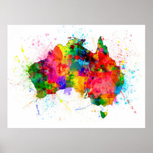Australische map Verf Splashes Poster