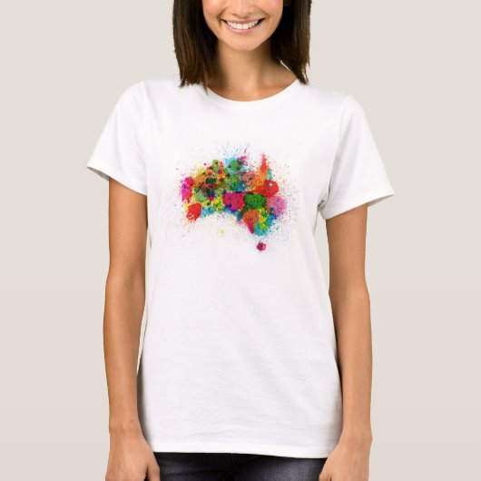 Australische map Verf Splashes T-shirt (Voorkant)