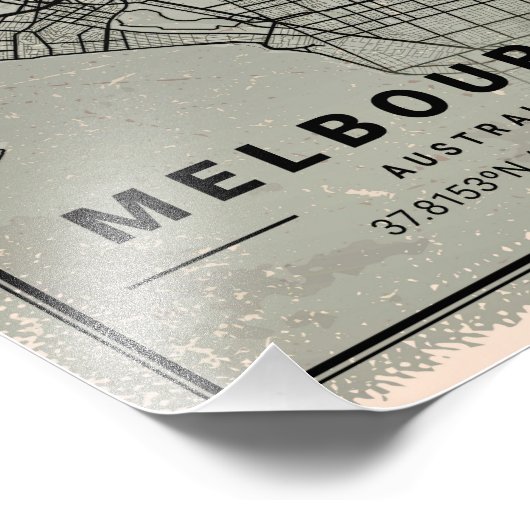 Australische melbourne map print poster canvas (Hoek)