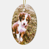 Australische miniatuurherder! Mini Aussie Puppy! Keramisch Ornament (Links)