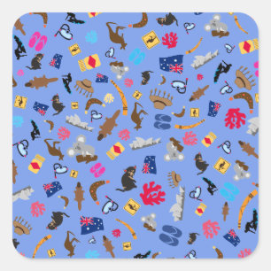 Australische objecten, waarvoor Australië beroemd  Vierkante Sticker