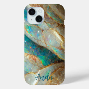 Australische Opal Steen Textuur Luxe Persoonlijk iPhone 15 Case