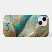 Australische Opal Steen Textuur Luxe Persoonlijk iPhone 15 Case (Achterkant horizontaal)