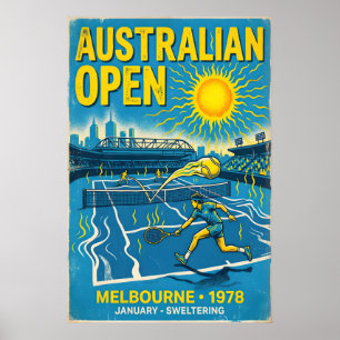 Australische Open Muurkunst Vintage Tennisposter i Poster