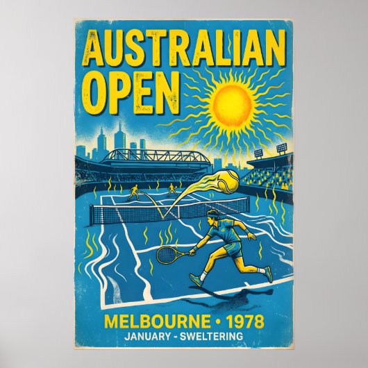 Australische Open Muurkunst Vintage Tennisposter i Poster (Voorkant)