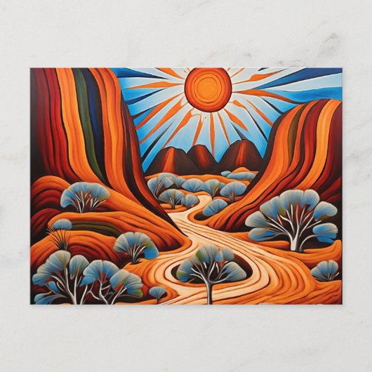 Australische Outback Art Briefkaart (Voorkant)