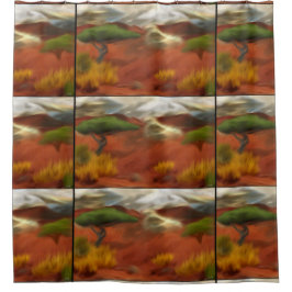 Australische Outback Dageraad Abstracte Kunst Douchegordijn