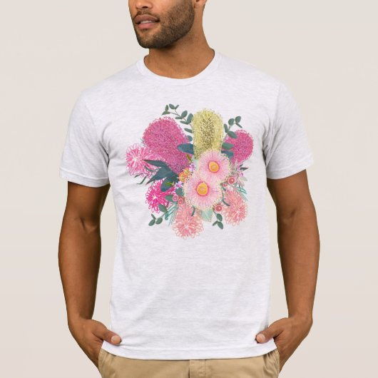 Australische Outback Pink en Yellow Blooms T-shirt (Voorkant)