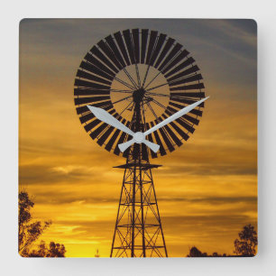 Australische Outback Windmill Sunset Wall klok