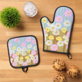 Australische papiermadeliefjes ovenwant & pannenlap set