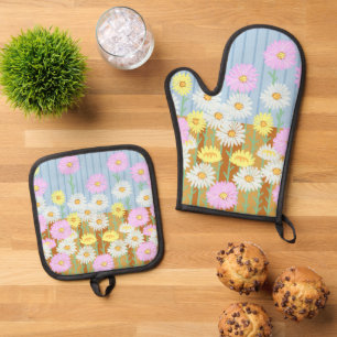 Australische papiermadeliefjes ovenwant & pannenlap set