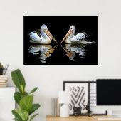 Australische Pelicans achtergrond Poster (Thuiskantoor)