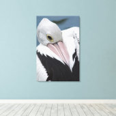 Australische pelikaan close-up canvas afdruk (Insitu (Houten vloer))