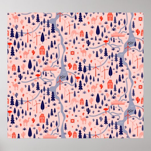 Australische pictogrammen, naadloos decoratief pat poster (Voorkant)