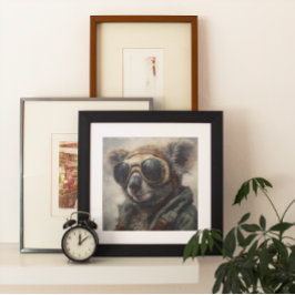 Australische Piloot Koala Aviator Retro Aquarel Ku Poster