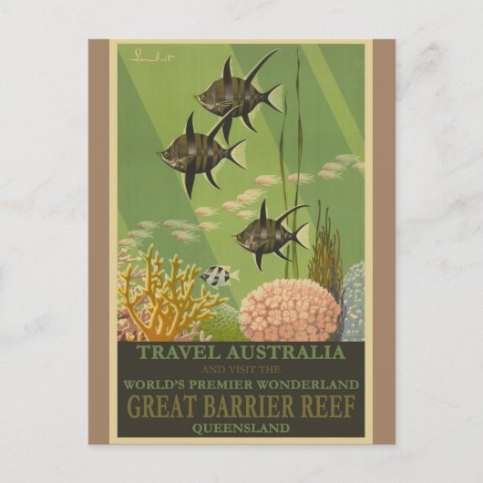 Australische Poster voor reizen met grote barrière Briefkaart (Voorkant)