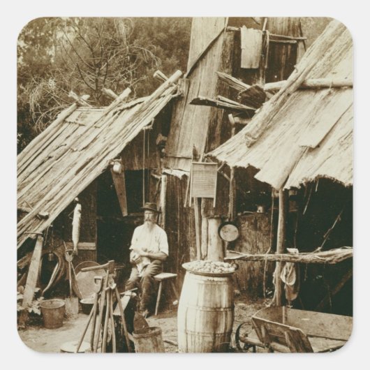 Australische prospector, c.1880s (sepia foto) vierkante sticker (Voorkant)