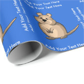 Australische Quokka Aangepaste Blauwe Kleur Cadeaupapier (Rol Hoek)