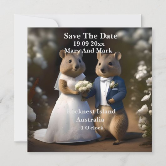 Australische Quokka Trouw met mij, red de datum Save The Date (Voorkant)