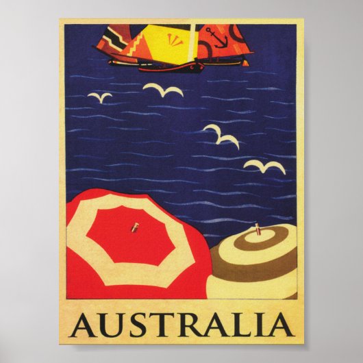 Australische  reisaffiche voor strand poster (Voorkant)