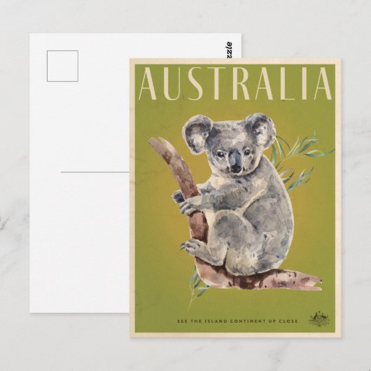 Australische reisposter Koala Briefkaart (Voorkant / Achterkant)