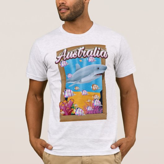 Australische reisposter voor onderwaterhaaien t-shirt (Voorkant)