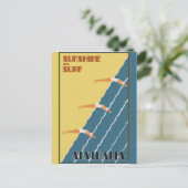 Australische  Retro Beach Travel poster Briefkaart (Staand voorkant)