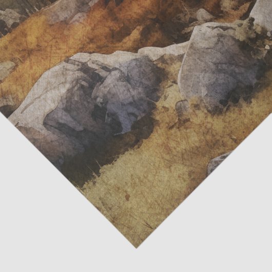 Australische rivier windt richting bergen ontvlech tissuepapier (Detail)