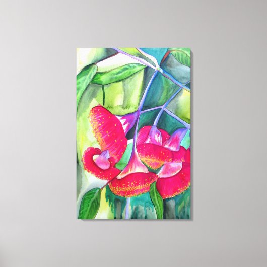 Australische rode bloeiende waterverf canvas afdruk (Voorkant)