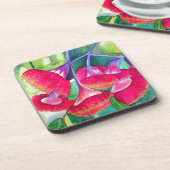 Australische roodbloeiende waterverf bier onderzetter (Linkerzijde)