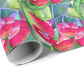 Australische roodbloeiende waterverf cadeaupapier (Rol Hoek)