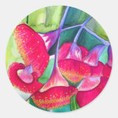 Australische roodbloeiende waterverf ronde sticker (Voorkant)