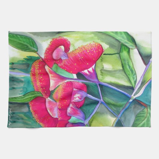 Australische roodbloeiende waterverf theedoek (Horizontaal)