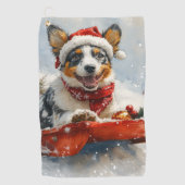 Australische runderen in slee Laat het sneeuwen Ke Golfhanddoek (Voorkant)